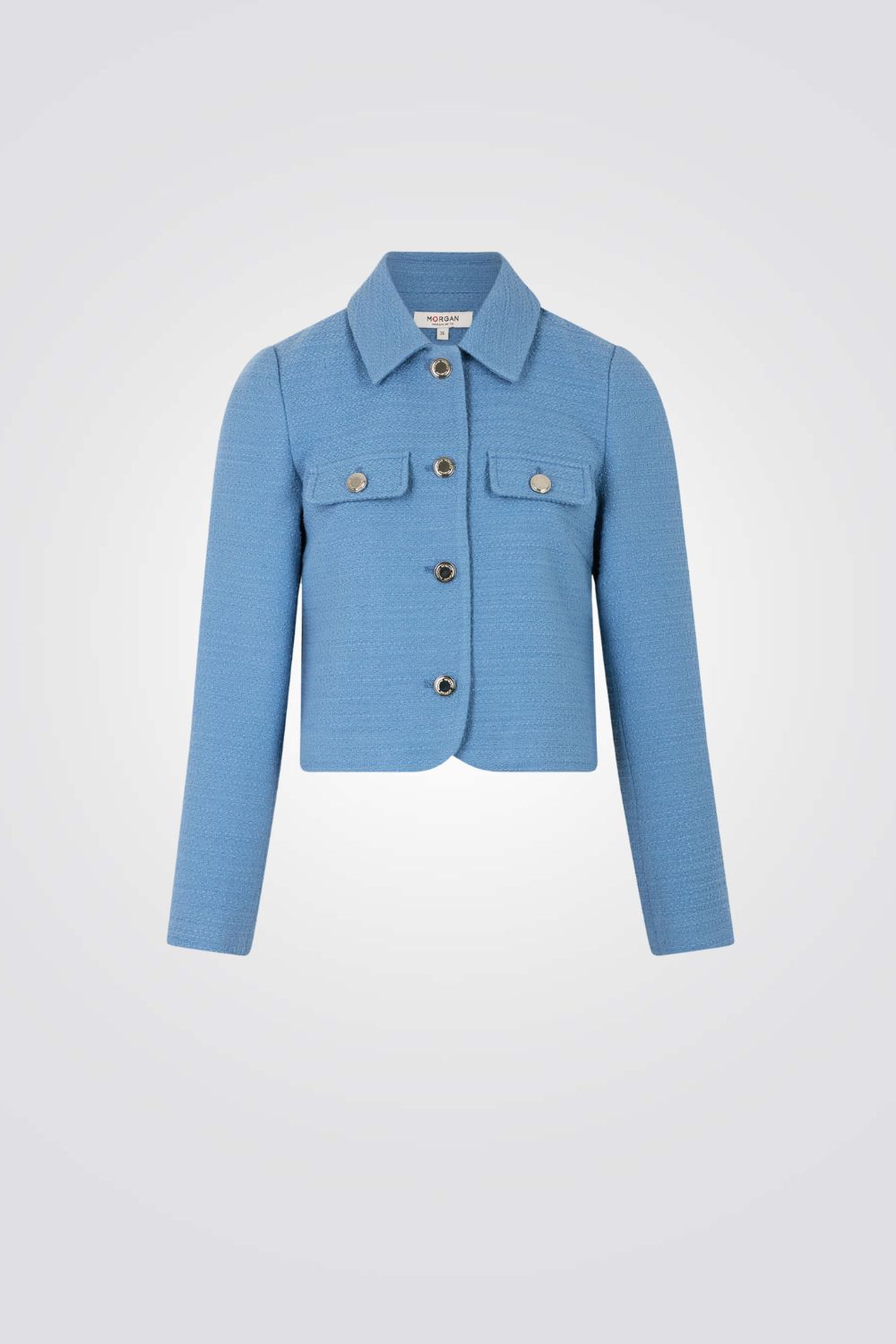 ג'קט במראה טוויד בצבע כחול בהיר