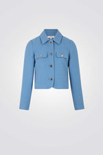 ג'קט במראה טוויד בצבע כחול בהיר