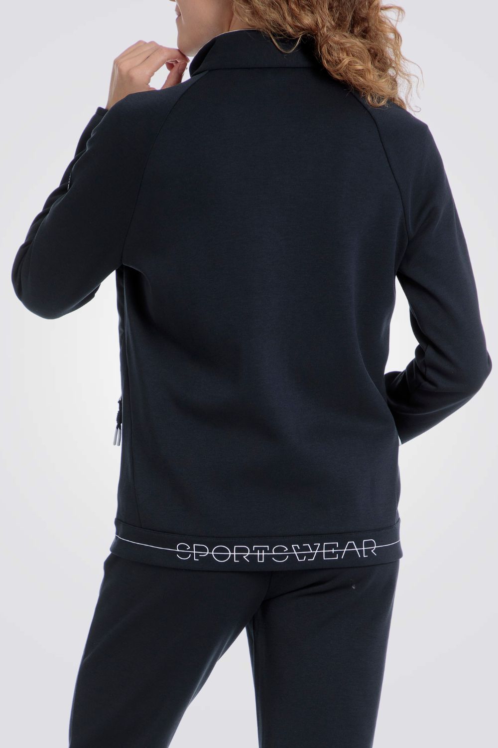 ג'קט מרופד חלקית בצבע נייבי