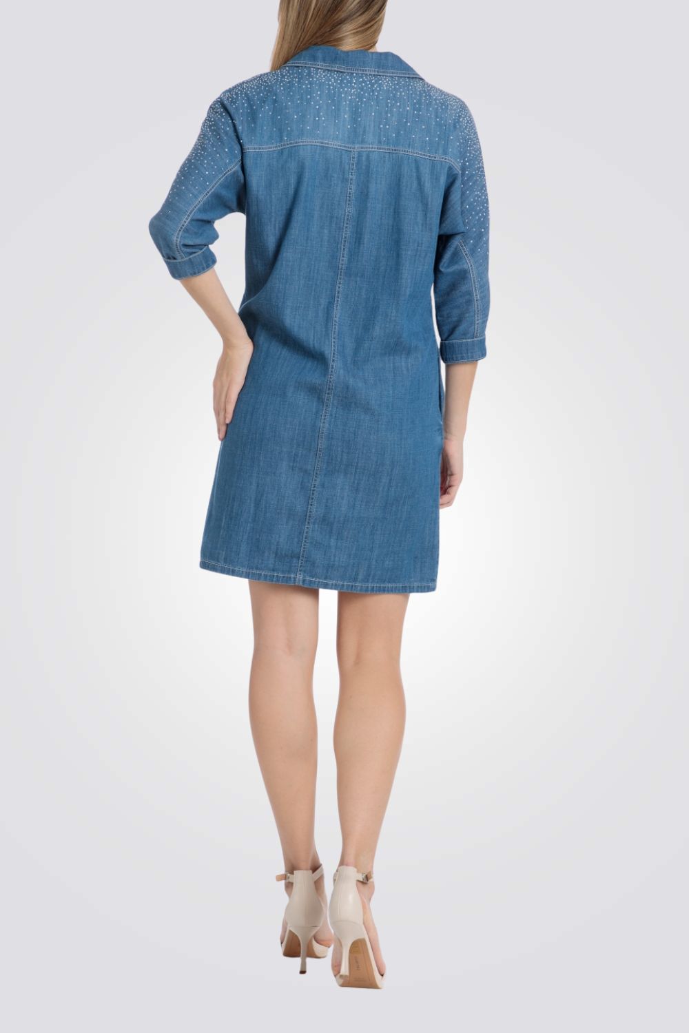 שמלת ג'ינס לנשים עם שרוולים ארוכים 