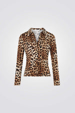 טישירט מכופתרת הדפס מנומר 