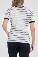 סריג שרוולים קצרים הדפס פסים 