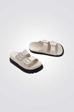 כפכפים COZY פלטפורמה בצבע בז'