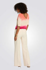 מכנסיים רחבים לנשים בצבע קרם | מורגן