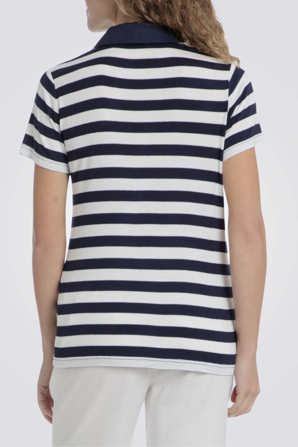 חולצת פולו פסים לנשים בצבע נייבי 