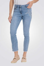 מכנסי ג'ינס 7/8 עם פנינים