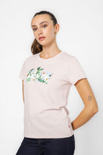 טישרט בצבע ורוד בהיר הדפס לוגו פרחוני בחזית