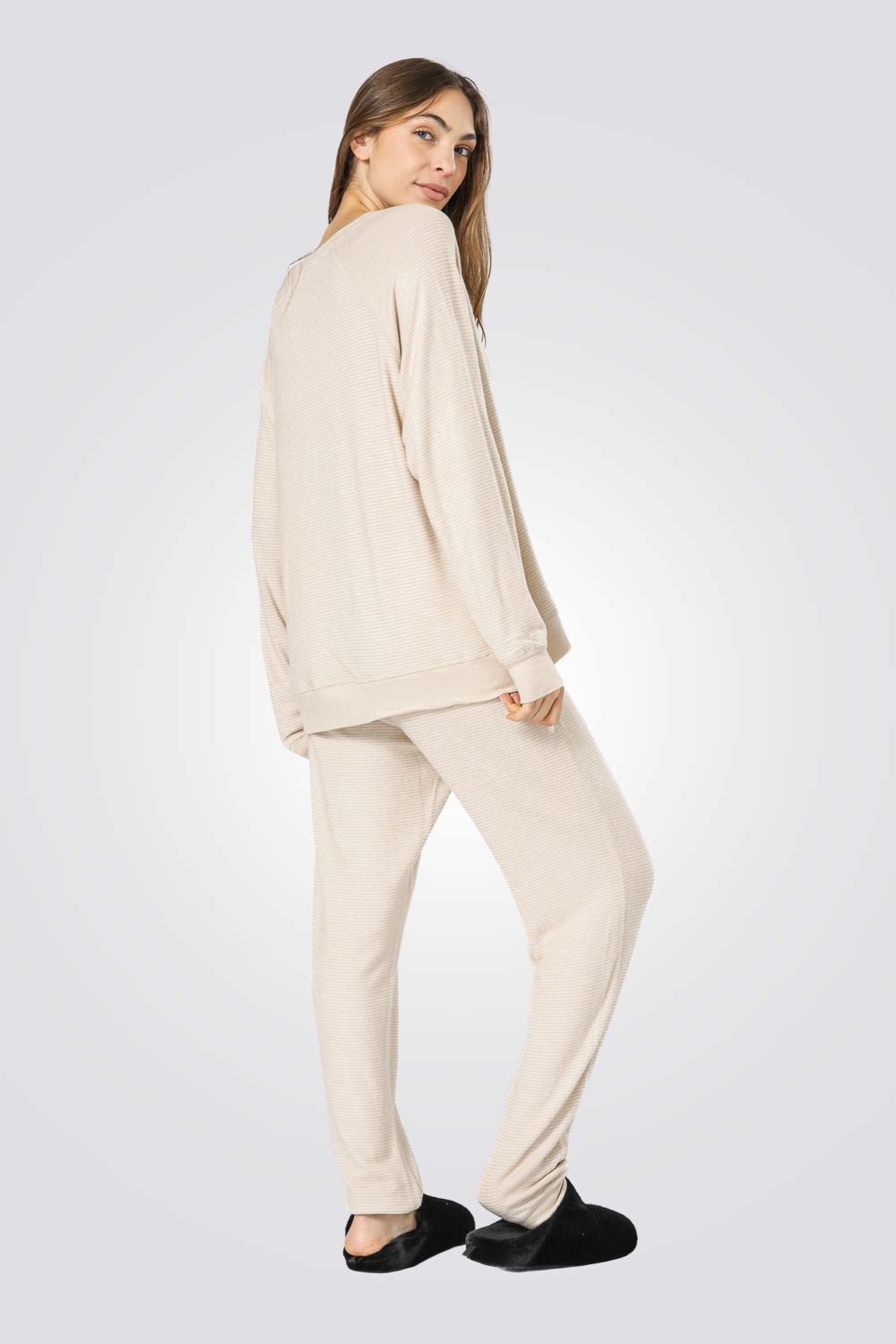 סט פיג'מת מעבר פסים