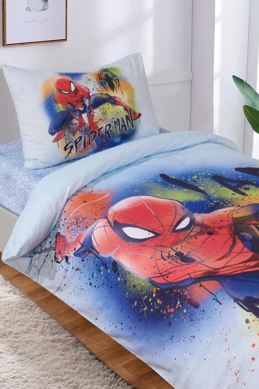 סט מצעים מיטה וחצי 120/200 ס"מ Spiderman graffiti | דיסני