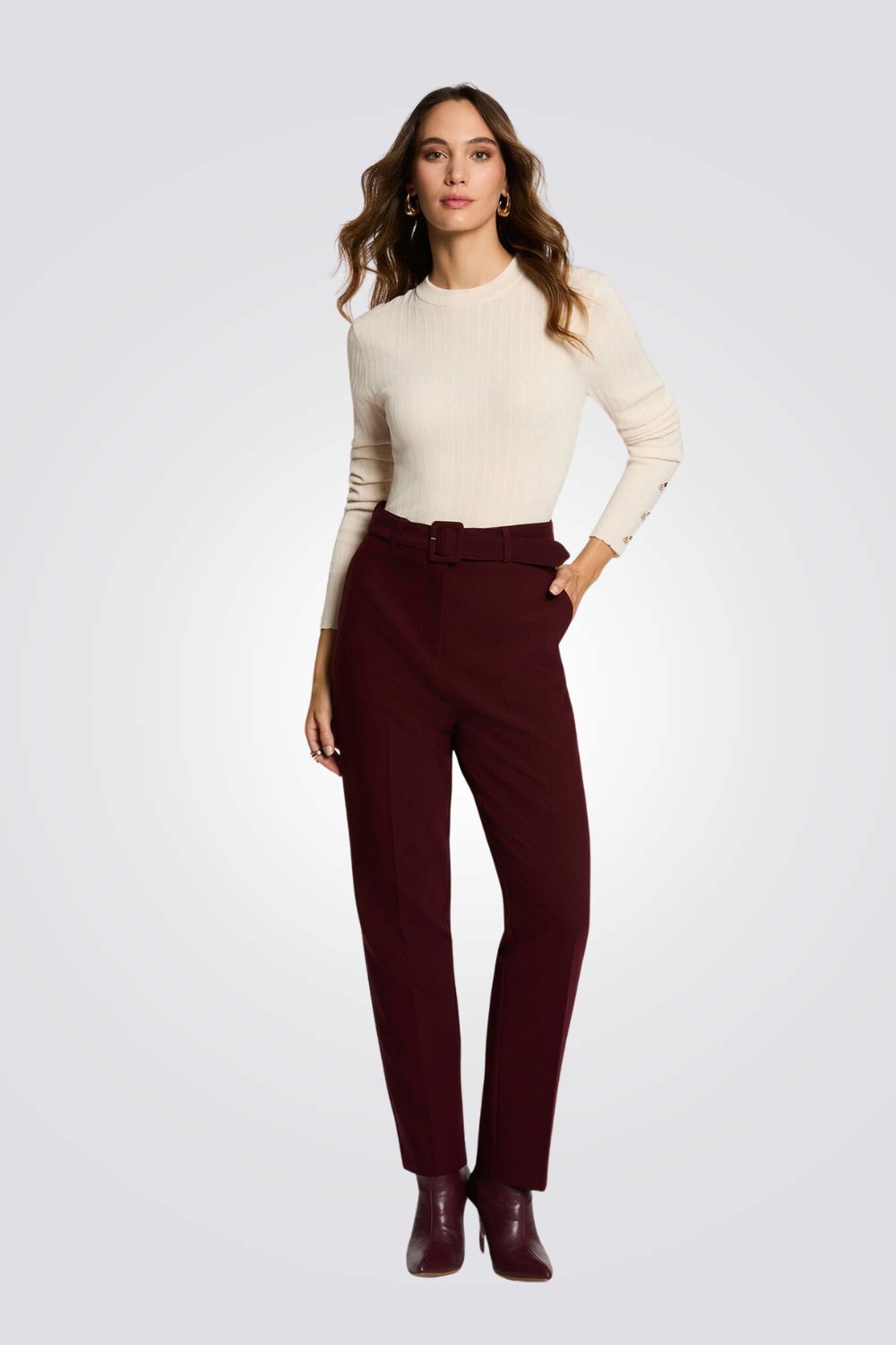 חולצת סריג עם צווארון גבוה לנשים | מורגן