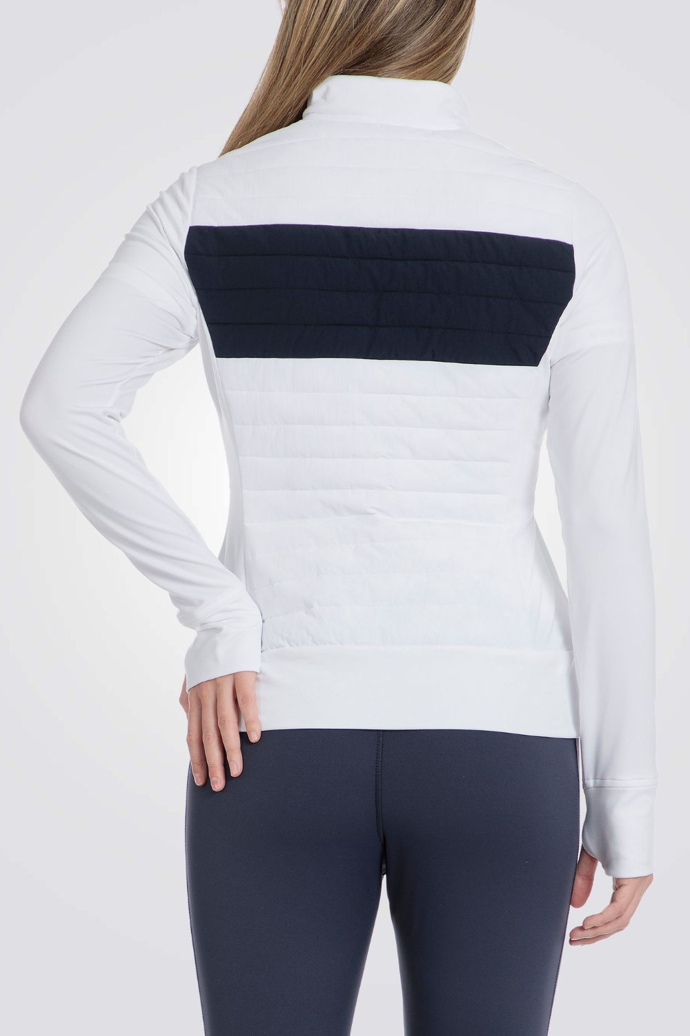 ג'קט מרופד בצבע לבן/נייבי