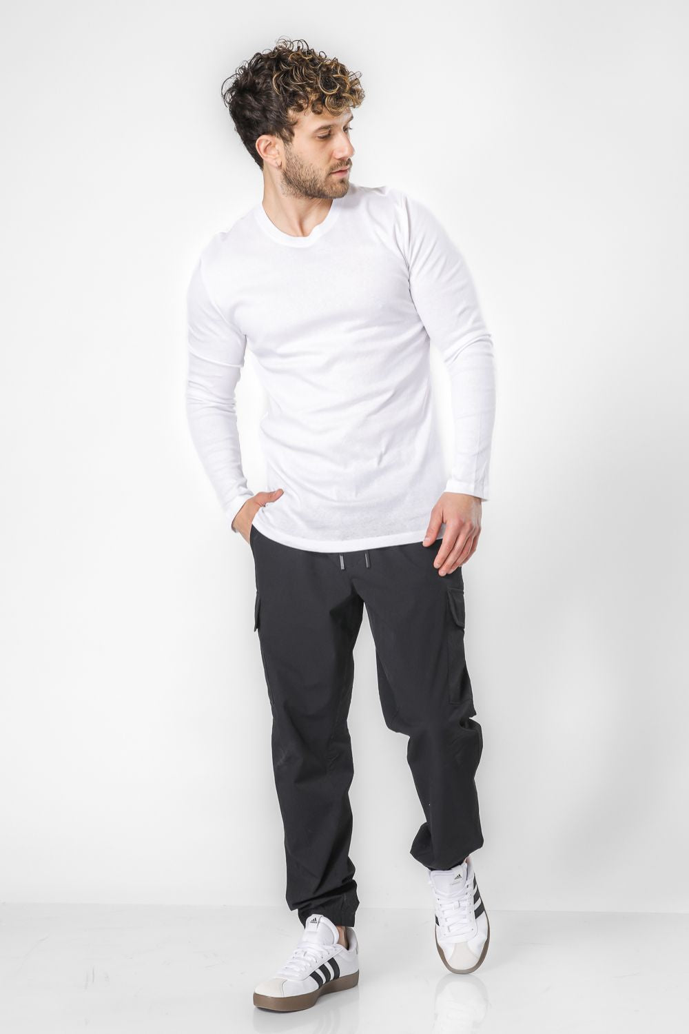 מארז 2 חולצות שרוול ארוך לגברים בצבע לבן