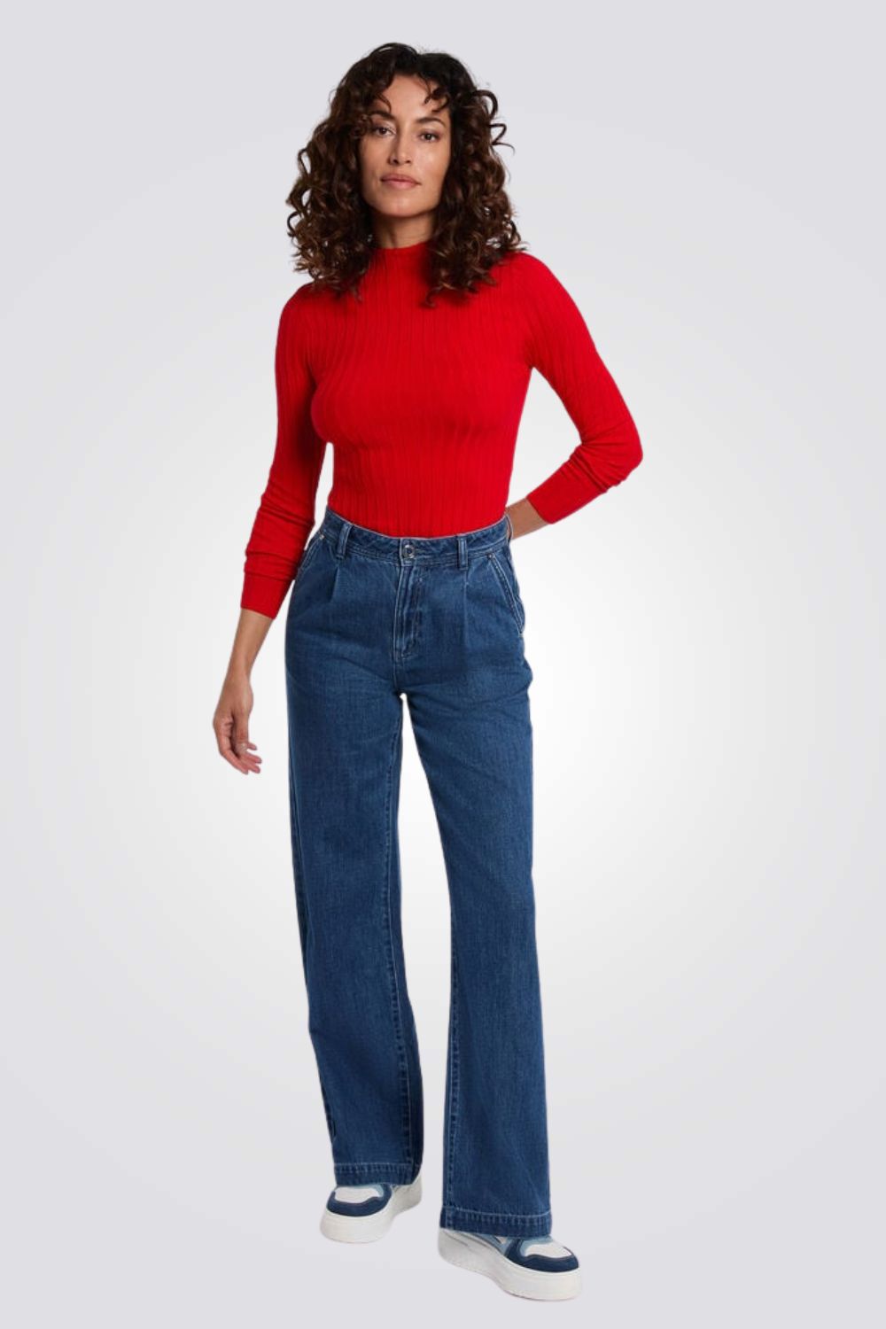 חולצת סריג עם צווארון גבוה לנשים| מורגן 