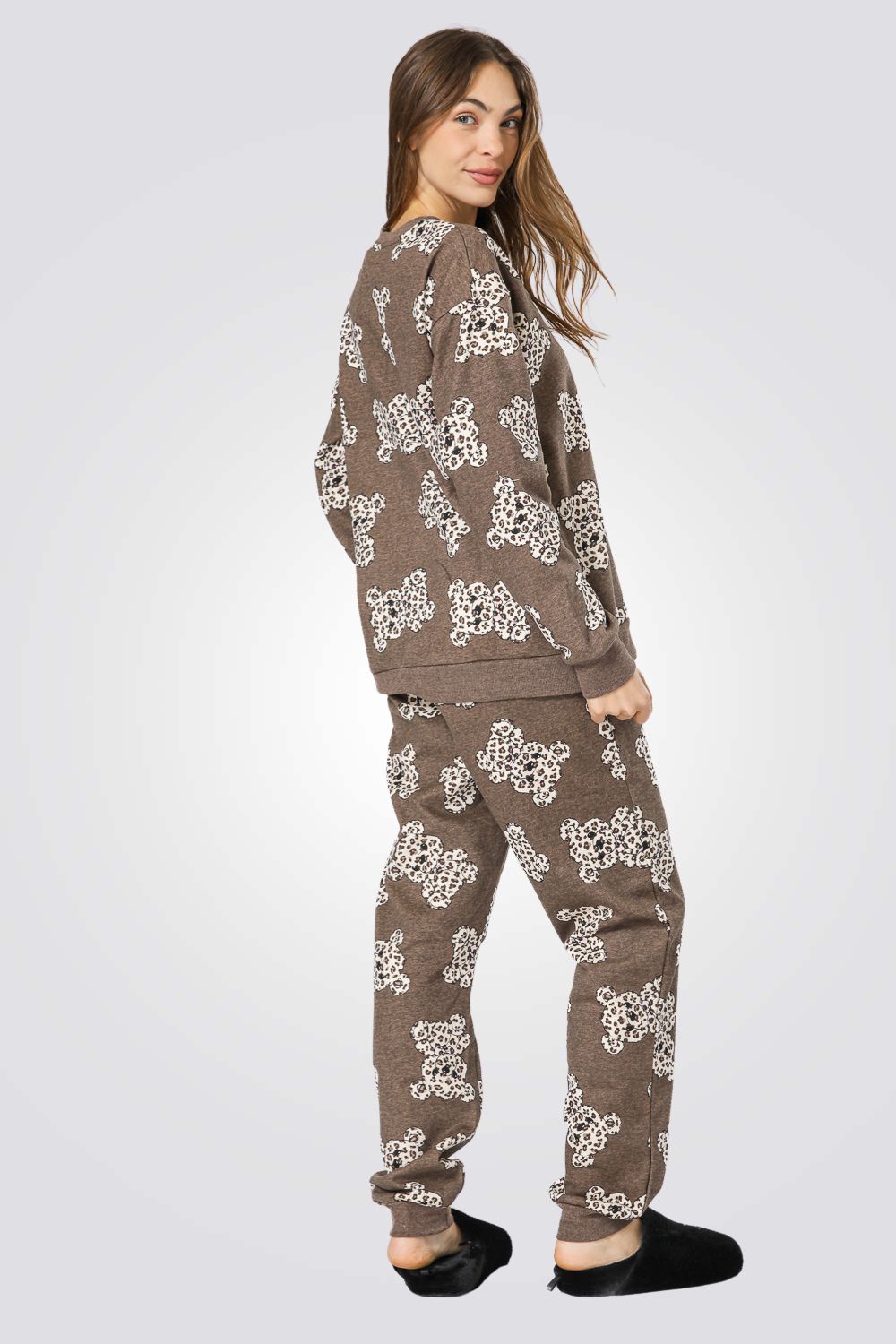 סט פיג’מה פוטר LEOPARD TEDDY בצבע חום