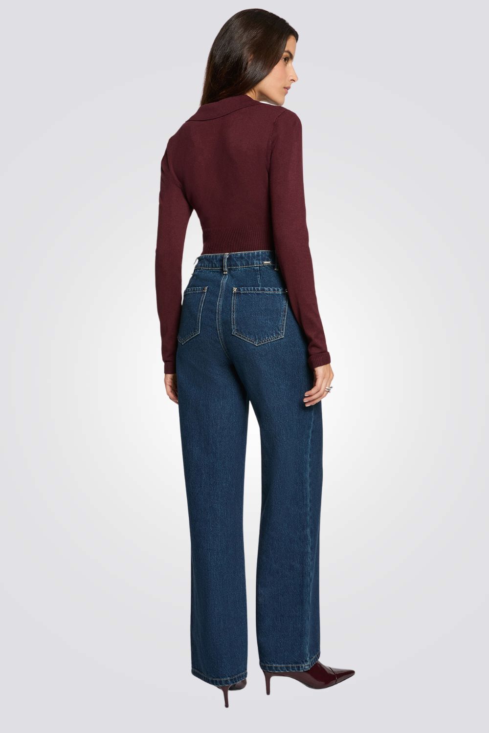 חולצת סריג עם צווארון פולו לנשים | מורגן