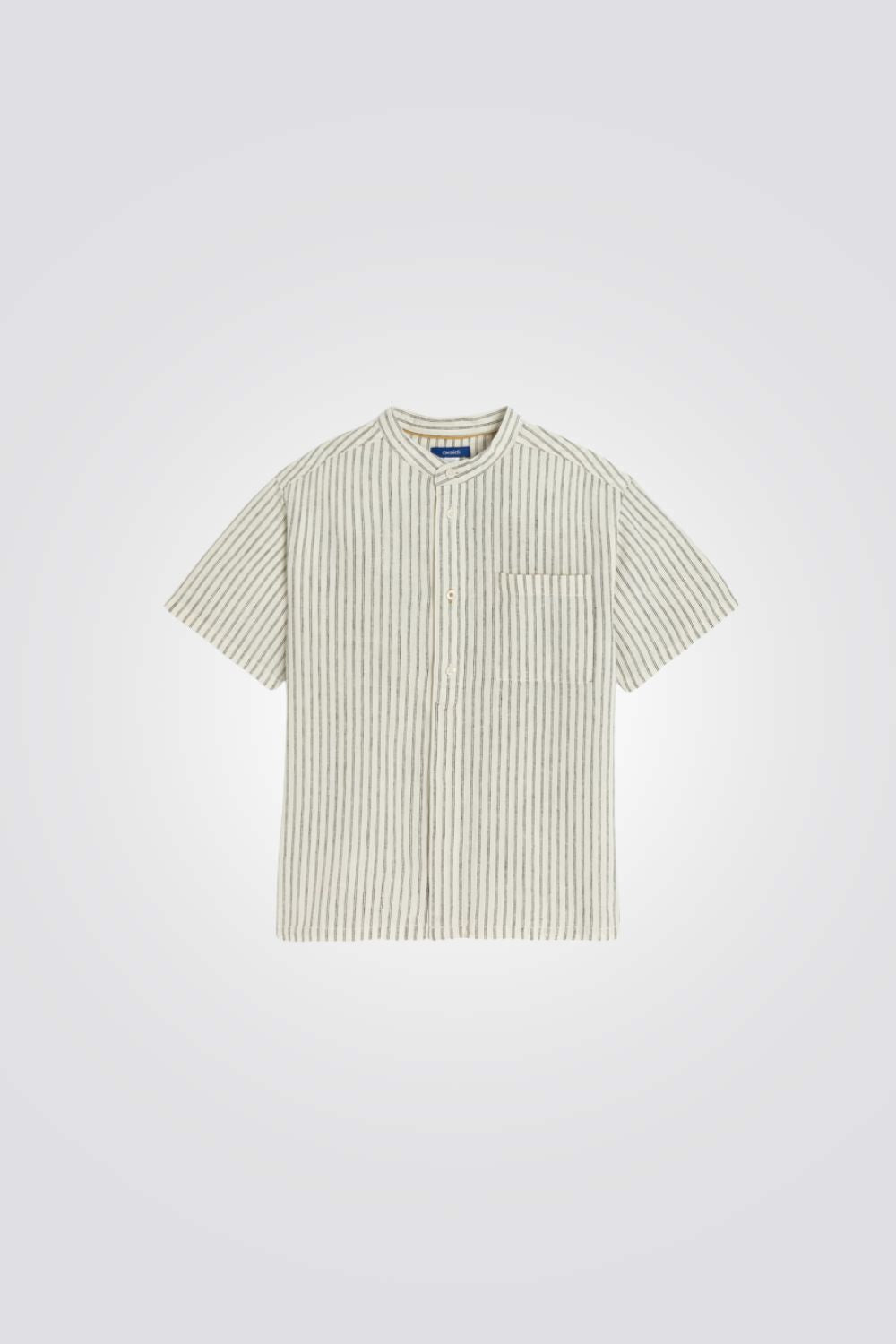 חולצת פשתן מכופתרת קצרה לילדים בצבע בז'