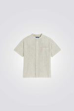 חולצת פשתן מכופתרת קצרה לילדים בצבע בז'