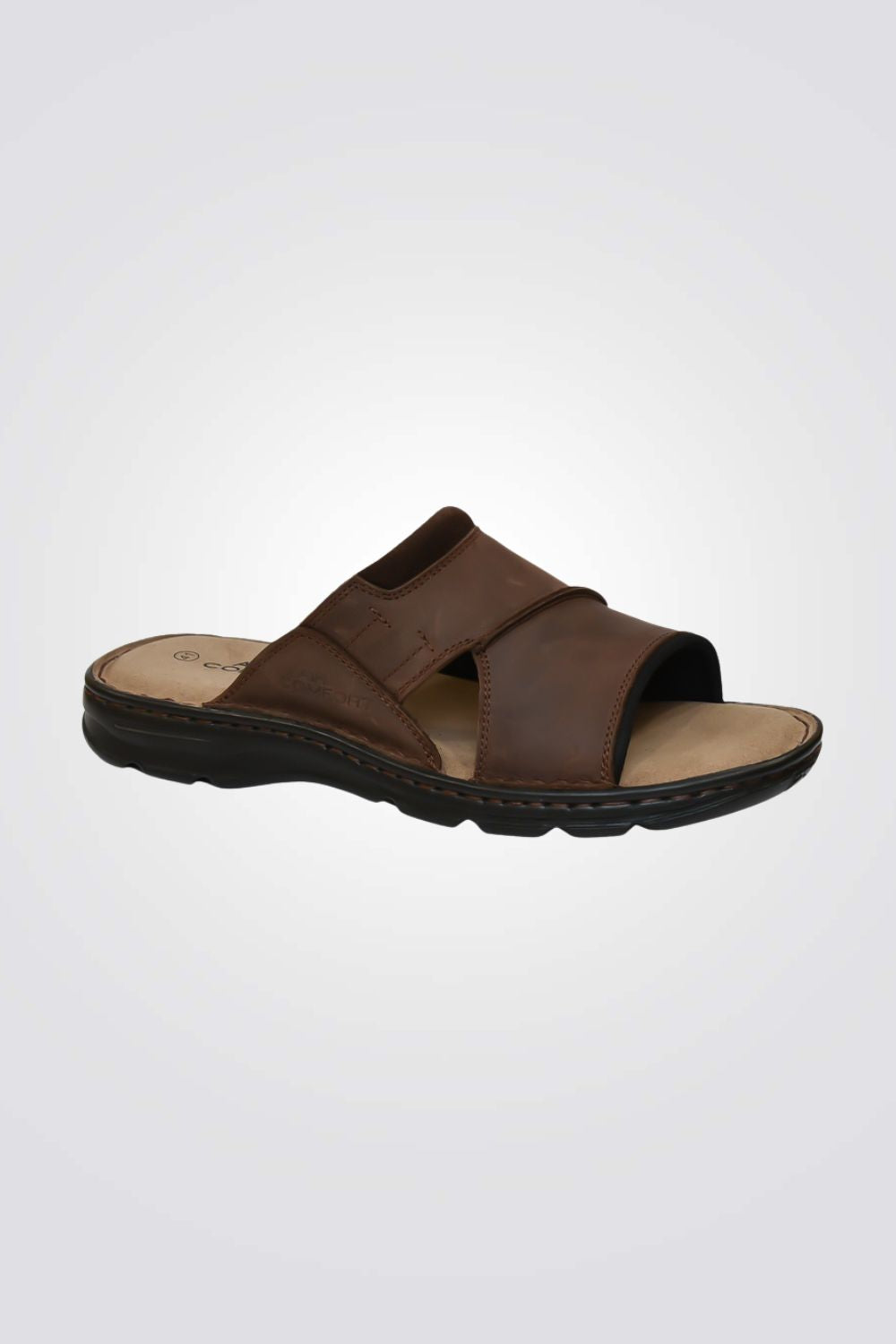 כפכפי נוחות רצועות רחבות בצבע חום