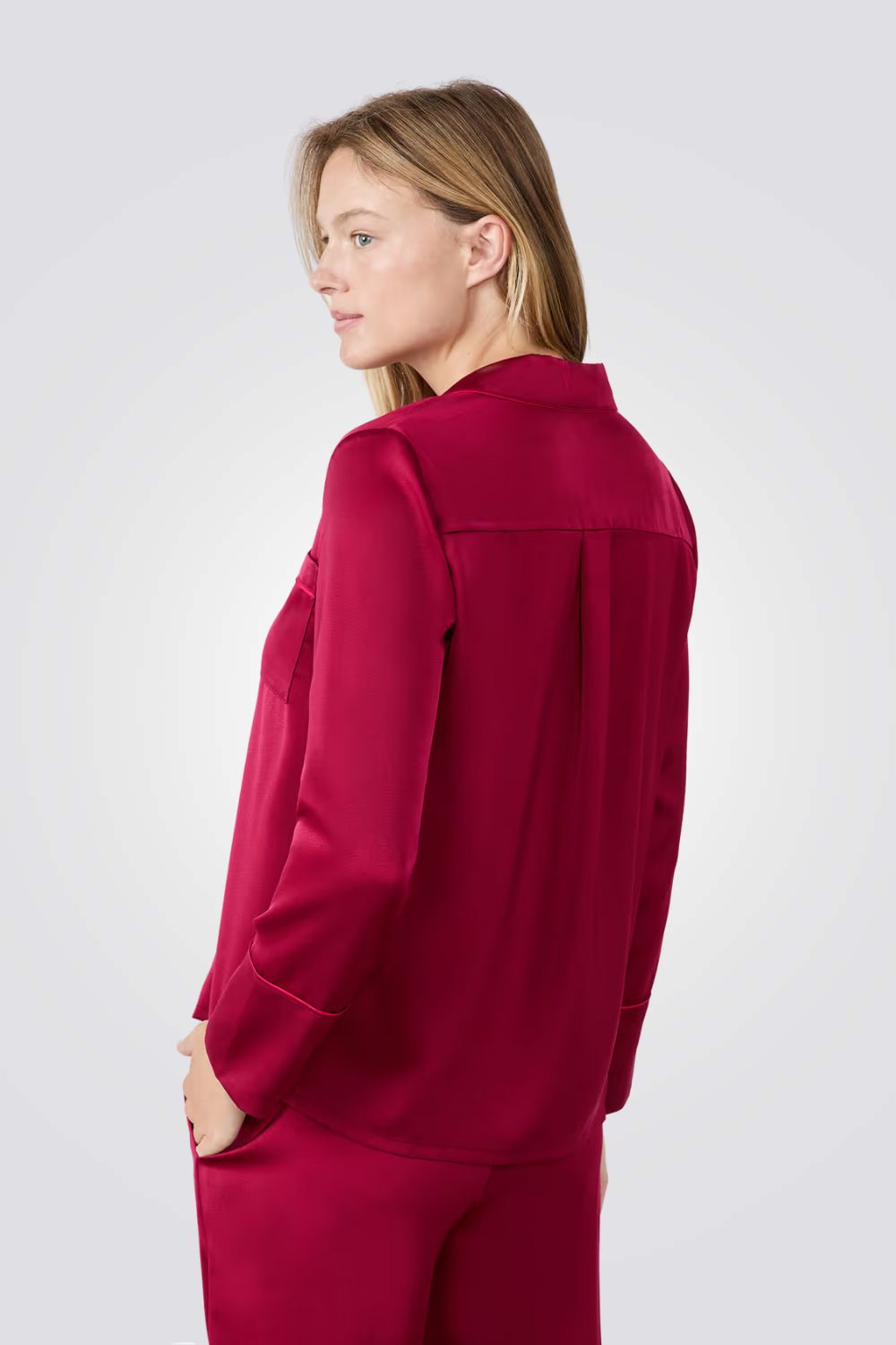 חולצת פיג’מה סאטן ארוכת שרוולים ERIKE לנשים | איתם