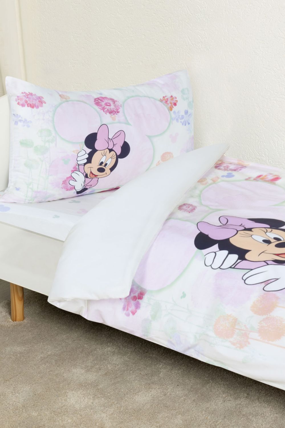 סט מצעים מיטת מעבר 70/140 ס"מ MINNIE-flowers | דיסני