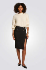 חצאית שחורה עם שסע וכפתורים | מורגן 