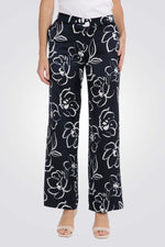 מכנסיים ארוכים הדפס פרחים בצבע נייבי 