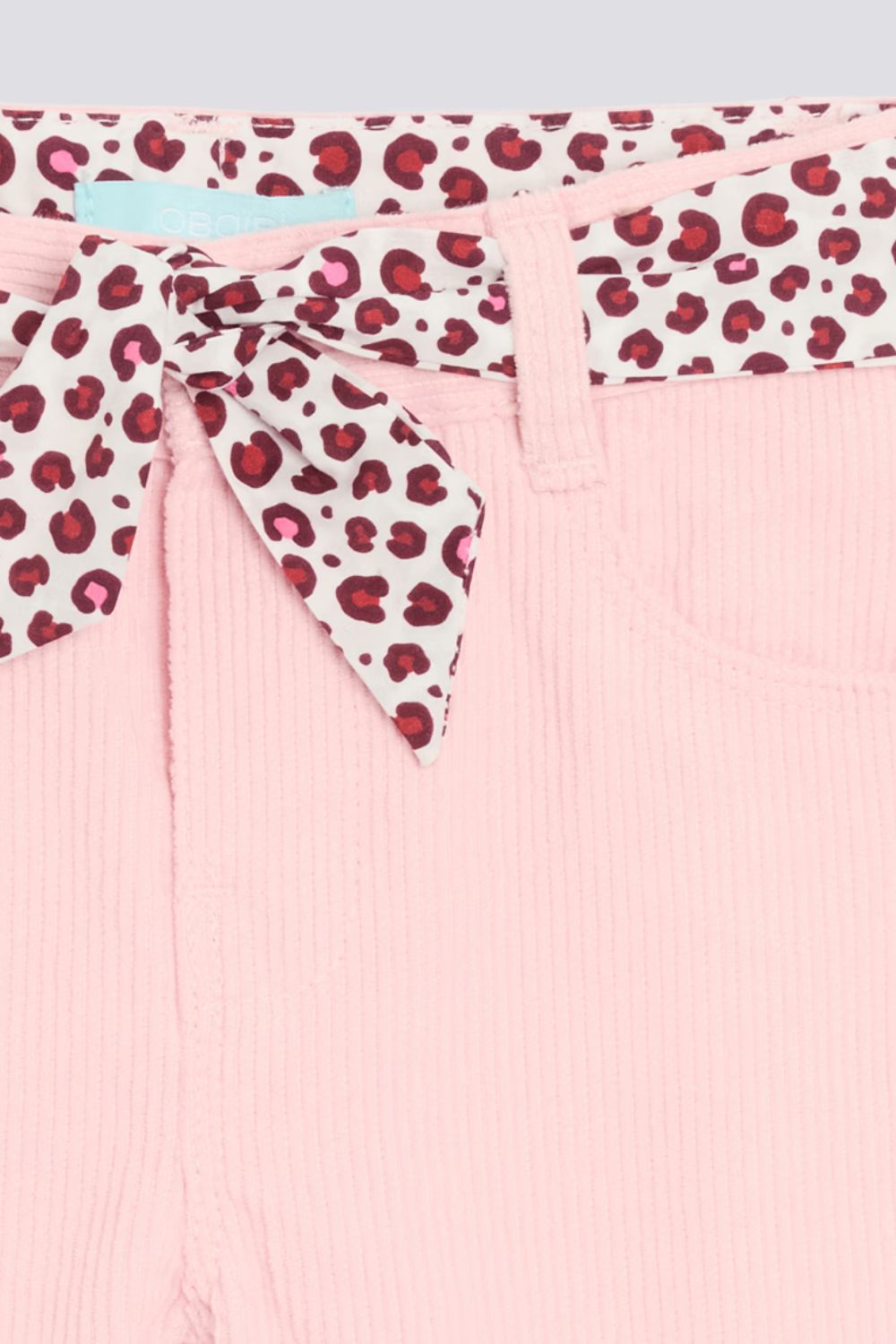 מכנסי וולור ורודים עם חגורה מנומרת | אובייבי