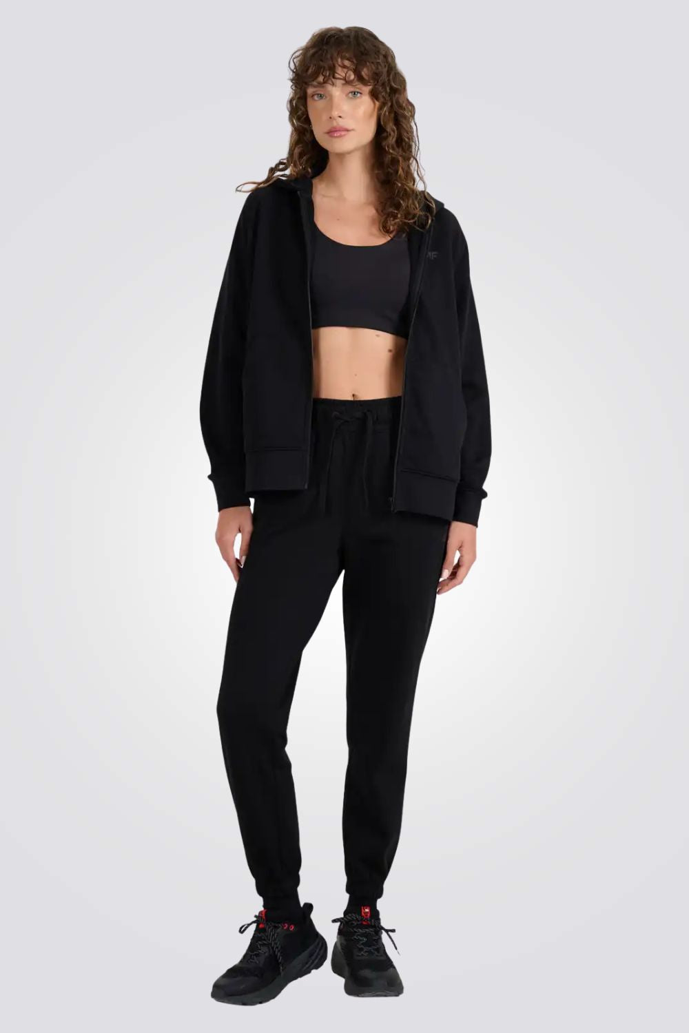 סווטשירט עם רוכסן וקפוצ'ון לנשים | 4F 