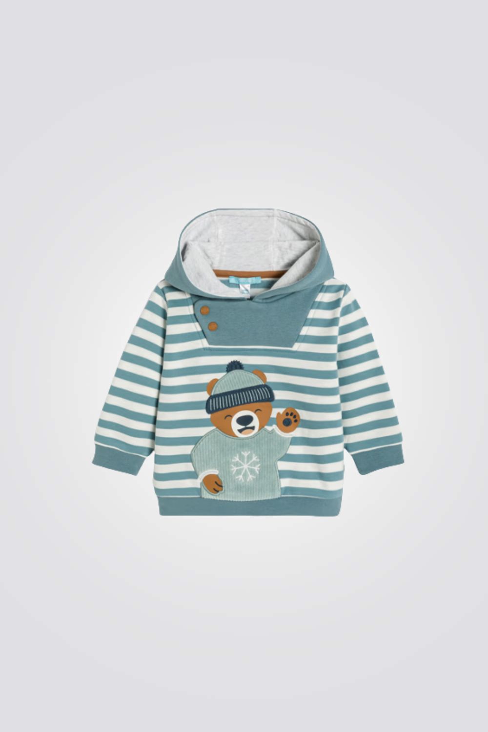 סווטשירט לתינוקות עם הדפס פסים ודובי | אובייבי 