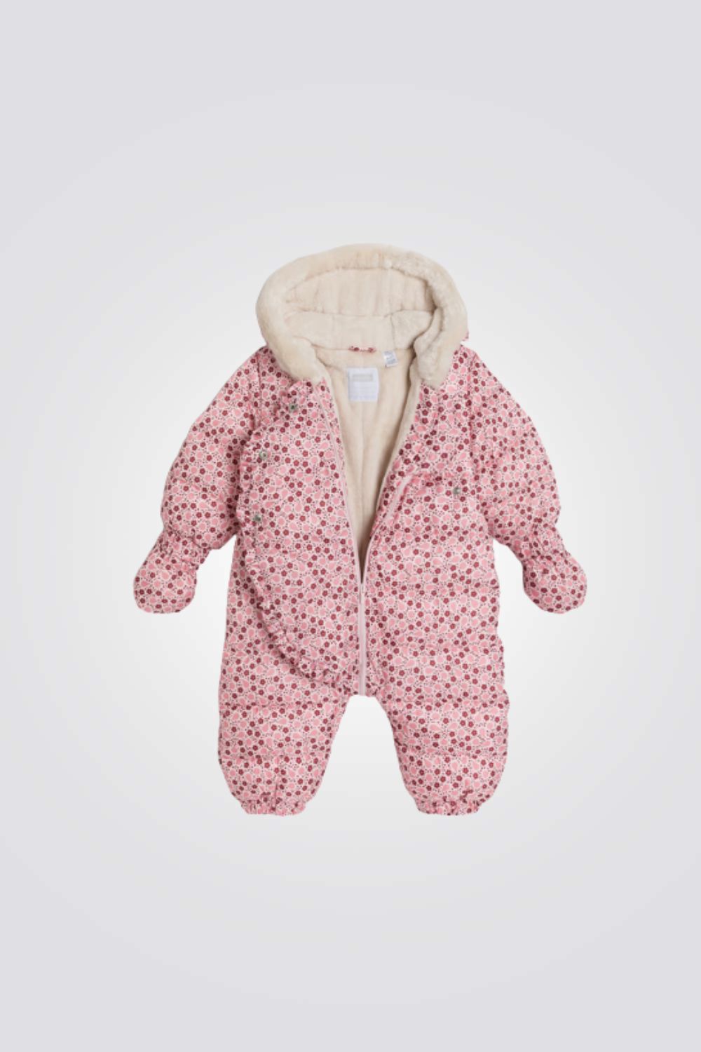 אוברול מעיל לתינוקות עם הדפס פרחוני ורוד | אובייבי