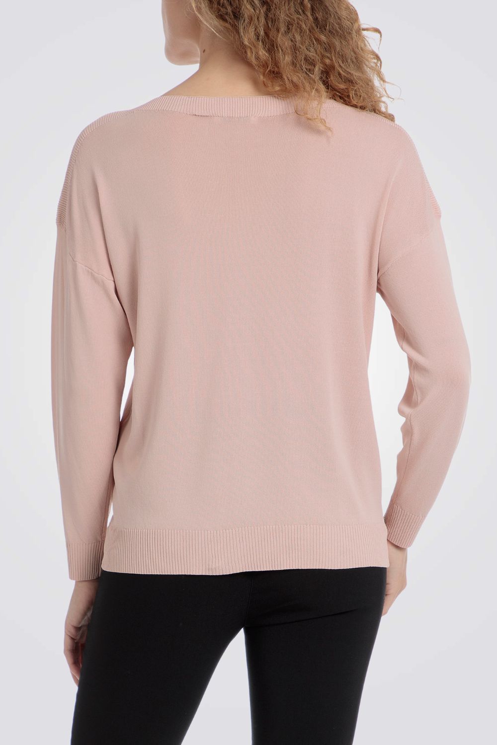 סריג צווארון סירה בצבע ורוד בהיר