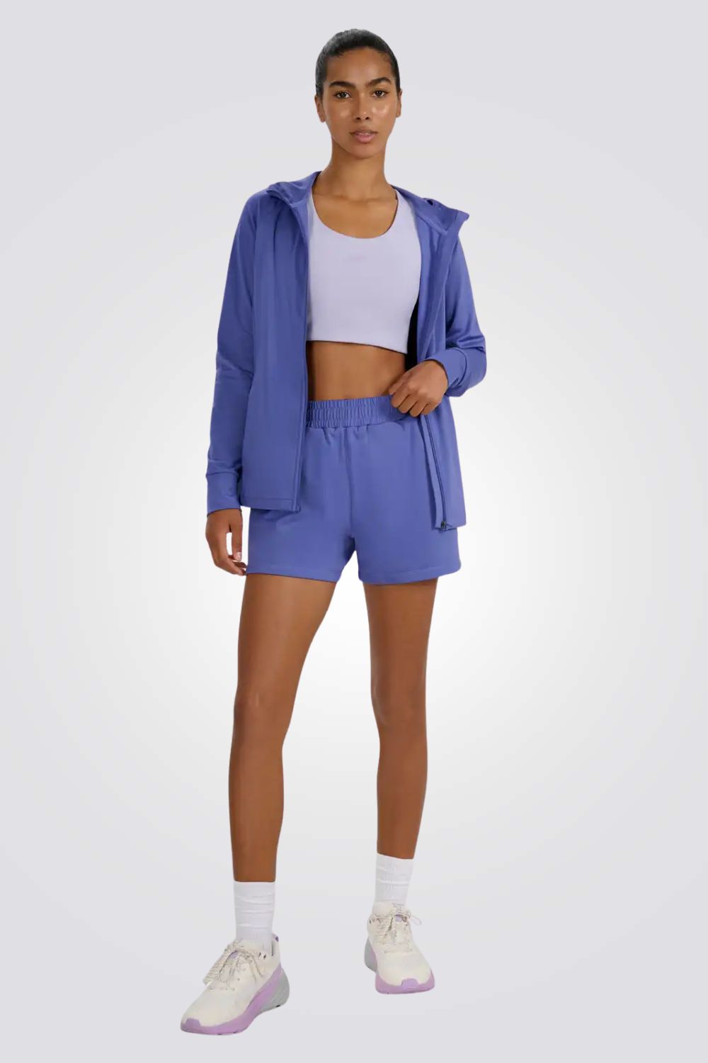 סווטשירט ספורטיבי עם רוכסן וקפוצ'ון לנשים | 4F