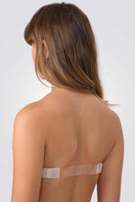 חזיית סטרפלס עם גב שקוף בצבע ניוד