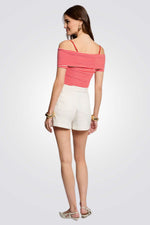 טופ אוף שולדרס הדפס פסים בצבע אדום/לבן