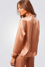 חולצת פיג'מה משי PEARLY ורוד פודרה