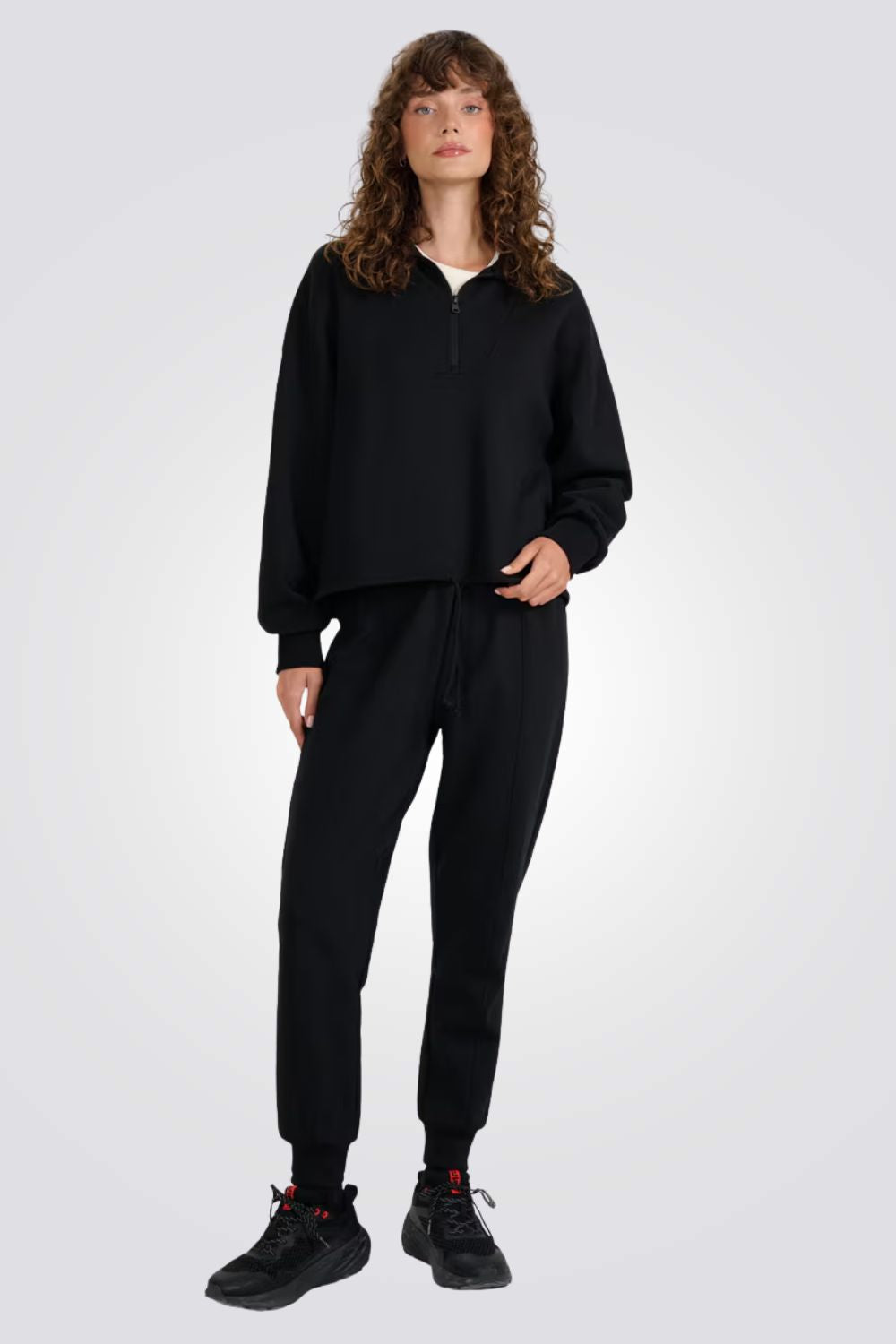 סווטשירט עם חצי רוכסן ובגזרה רחבה לנשים | 4F