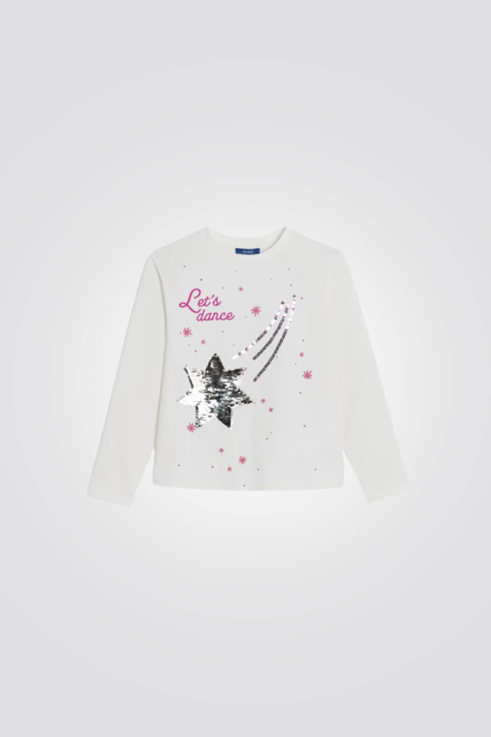 טישירט ארוכה לילדות עם עיטור פאייטים | אוקיידי 