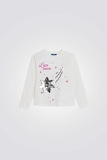 טישירט ארוכה לילדות עם עיטור פאייטים | אוקיידי 