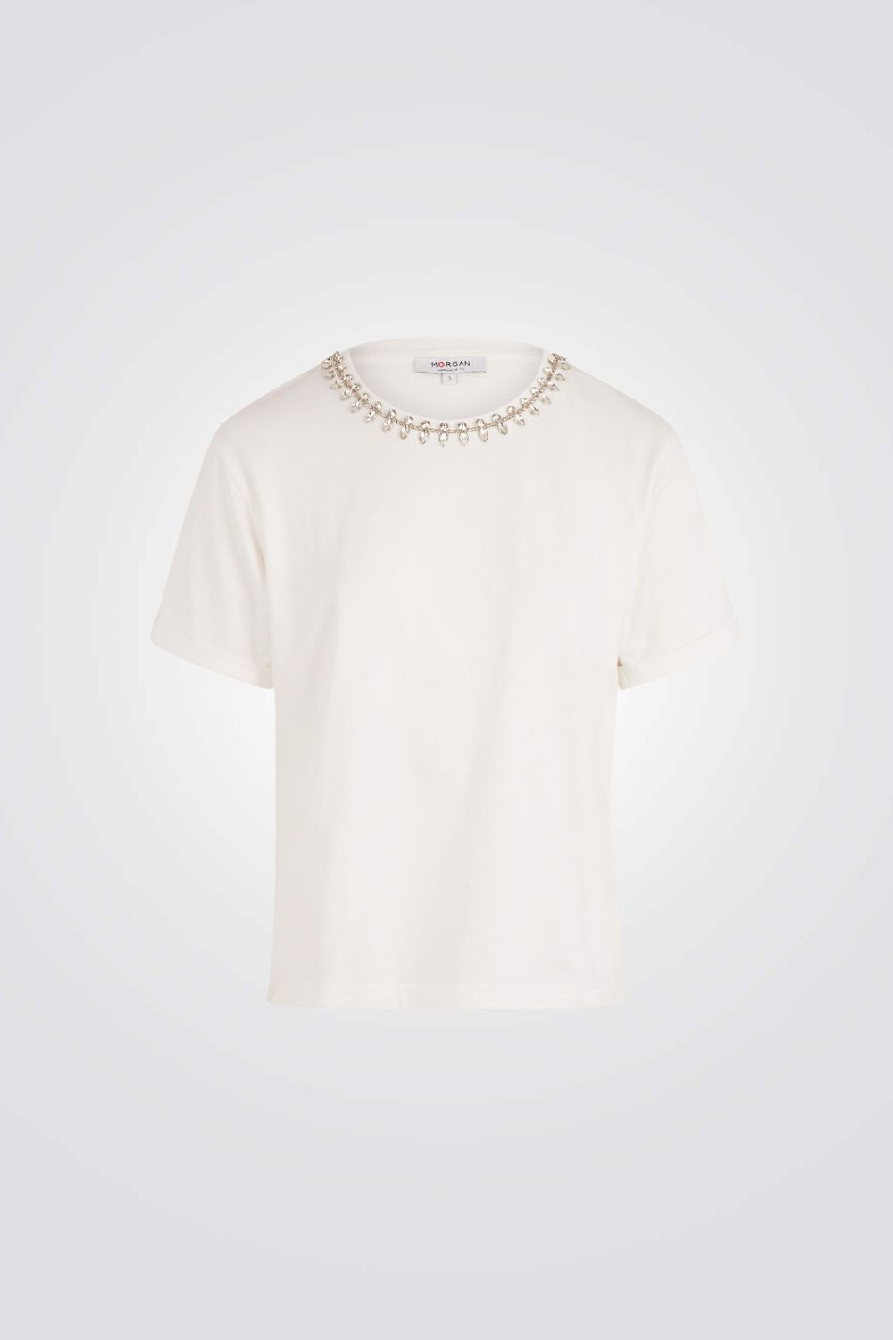 טישירט אוברסייז עיטור תכשיט בצבע אופוויט