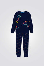 סט פיג'מה לילדים בצבע כחול עם הדפס | אוקיידי