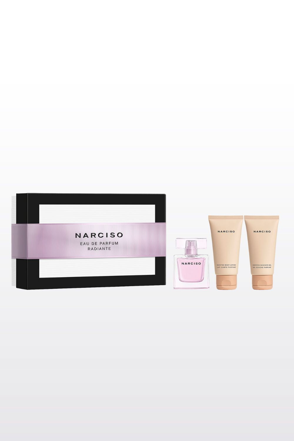 מארז בישום לאישה 50 מ"ל + תחליב גוף 50 מ"ל + ג'ל רחצה 50 מ"ל RADIANTE E.D.P | נרסיסו רודריגס