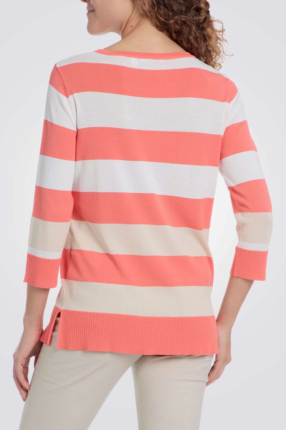 סריג שרוולי 3/4 הדפס פסים