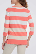 סריג שרוולי 3/4 הדפס פסים