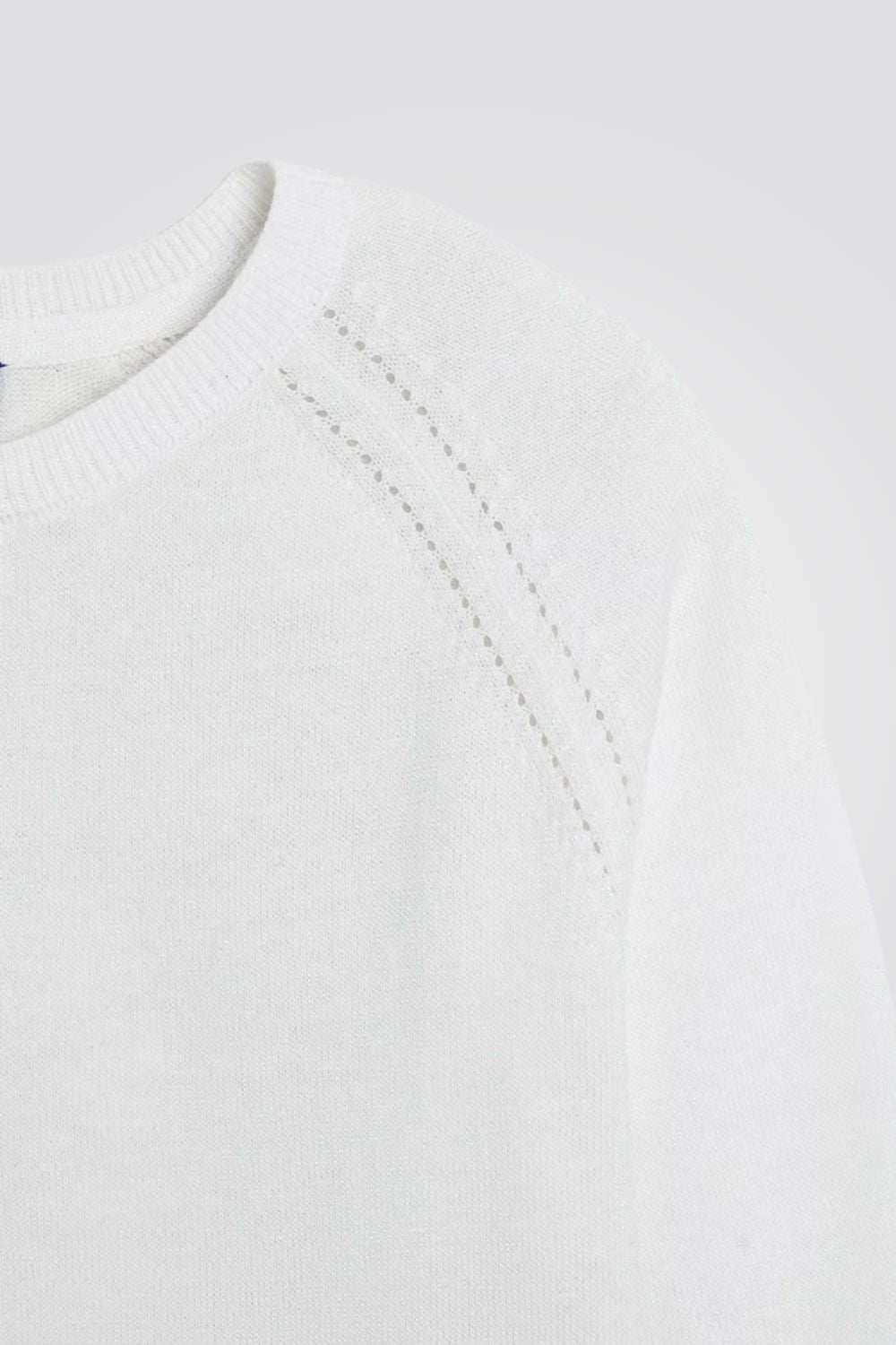 קרדיגן לבן - בגזרה קלאסית וישרה - אוקאידי