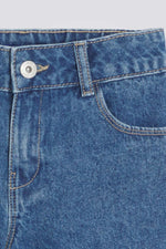 מכנס ג'ינס קצר לילדות בצבע כחול 