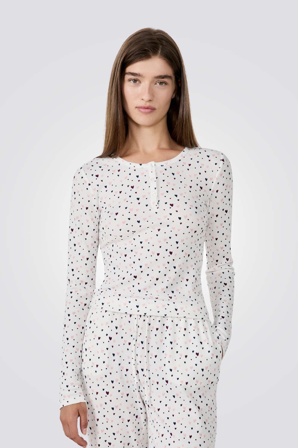 חולצת פיג'מה בהדפס לבבות | איתם