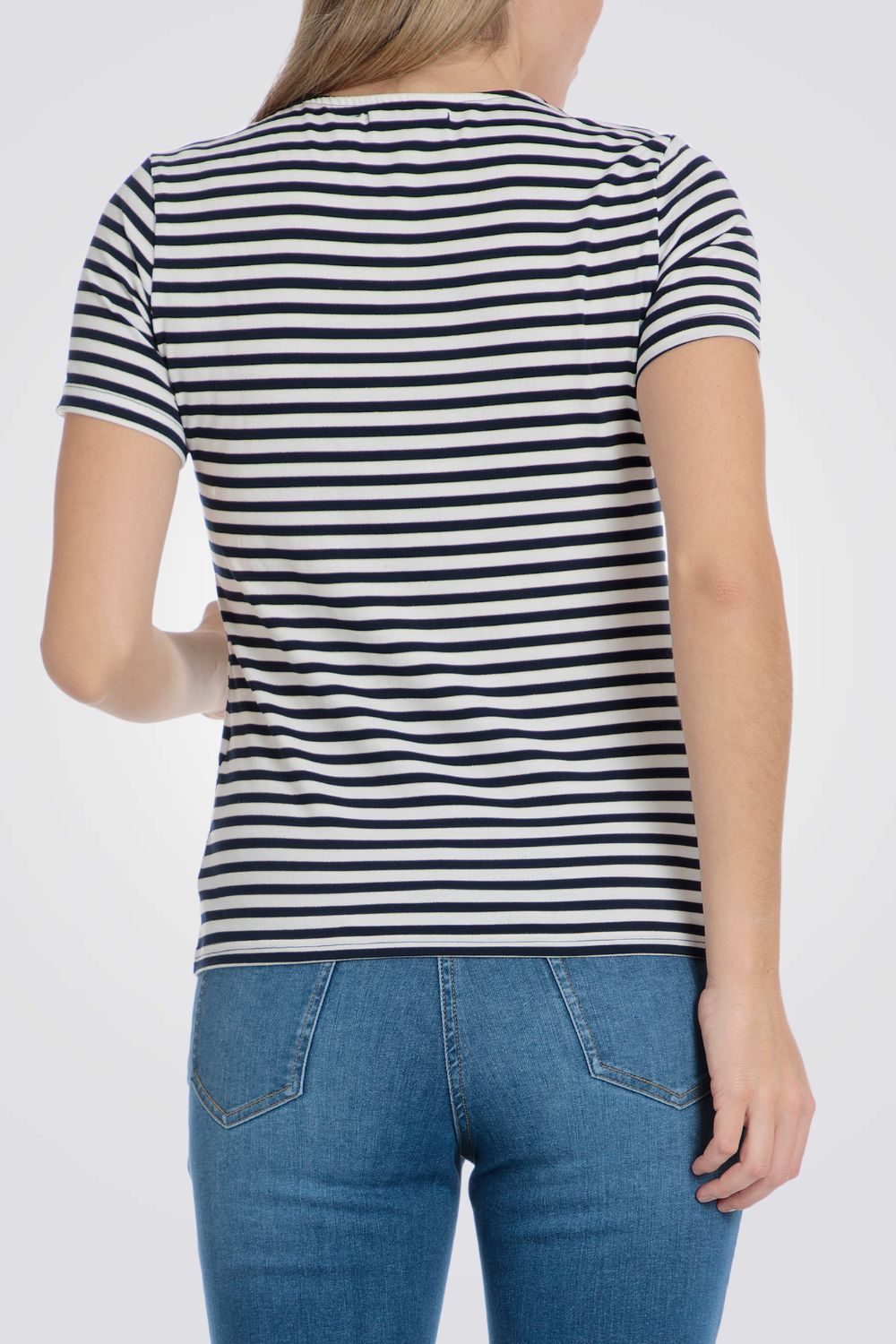 טישירט הדפס פסים עם עיטור פרחוני