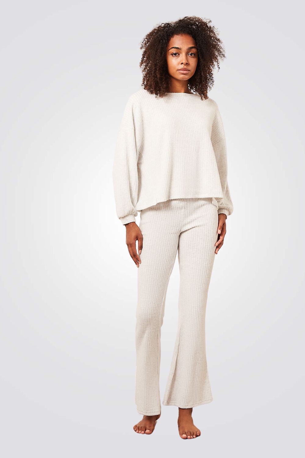 חולצת פיג'מה ריב שרוולים ארוכים