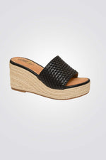 כפכפי פלטפורמה רצועה קלועה בצבע שחור