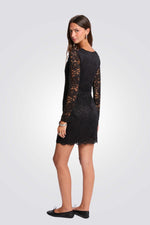 שמלת תחרה מיני שחורה | מורגן 